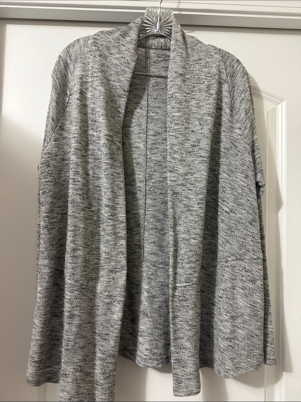 Loft Light Gray Open-Front Women's Cardigan Sweater- Gently Worn